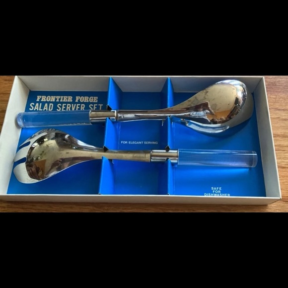 Fronteir forge vintage stainless steel and lucite salad server set - Picture 5 of 10